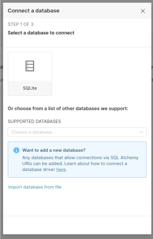 Add Database screen